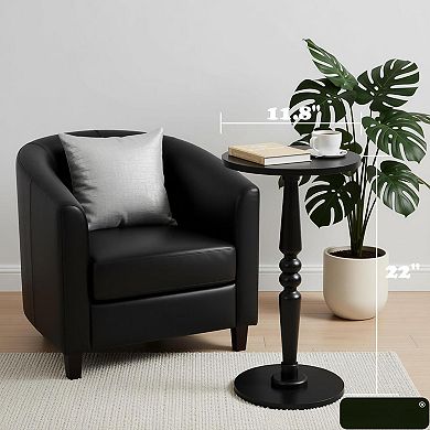 Round Side Table Solid Wood Pedestal Compact for Small Spaces Livingroom Bedroom Office Versatile