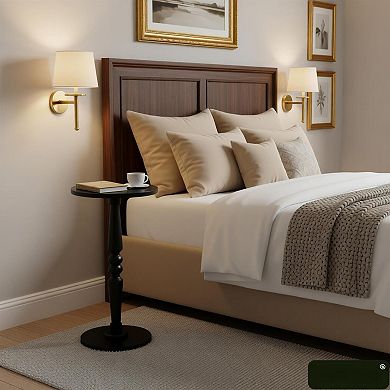 Round Side Table Solid Wood Pedestal Compact for Small Spaces Livingroom Bedroom Office Versatile