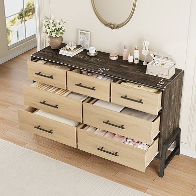 7-Drawer Dresser for Bedroom, Freestanding Wooden Storage Cabinet, Multi-Functional Organizer