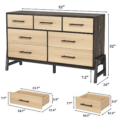 7-Drawer Dresser for Bedroom, Freestanding Wooden Storage Cabinet, Multi-Functional Organizer