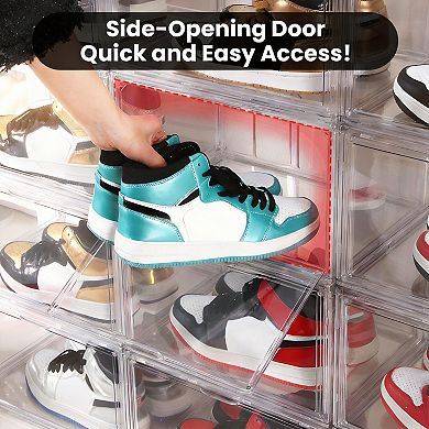 Ultra Clear Stackable Shoe Boxes Magnetic Door Foldable Fits Size 15