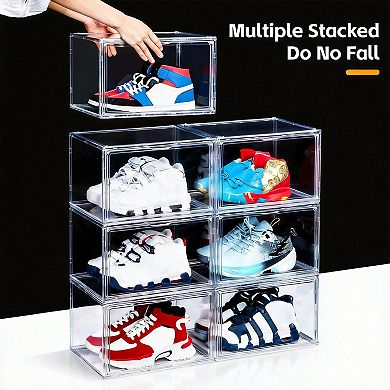 Ultra Clear Stackable Shoe Boxes Magnetic Door Foldable Fits Size 15
