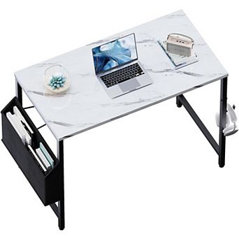 Small Computer Desk with Storage Bag Headphone Hook Home Office Study Writing Table
