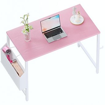 Small Computer Desk with Storage Bag Headphone Hook Home Office Study Writing Table