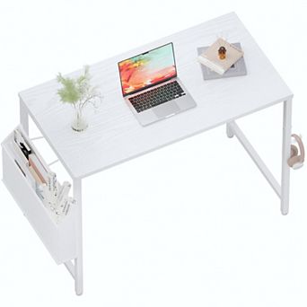 Small Computer Desk with Storage Bag Headphone Hook Home Office Study Writing Table