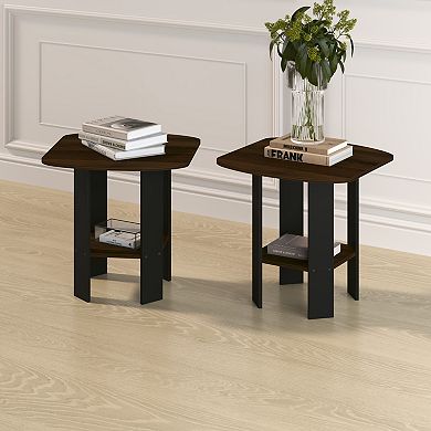 Furinno 2-Pack 20" x 20" x 20" Nightstand Modern Bedside Table with Shelf