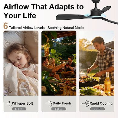 52 Inch DC Ceiling Fan with Light for Outdoor Covered Patio Indoor Remote Control by GRANDJOY