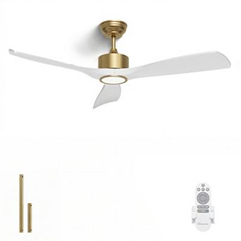 52 Inch DC Ceiling Fan with Light for Outdoor Covered Patio Indoor Remote Control by GRANDJOY