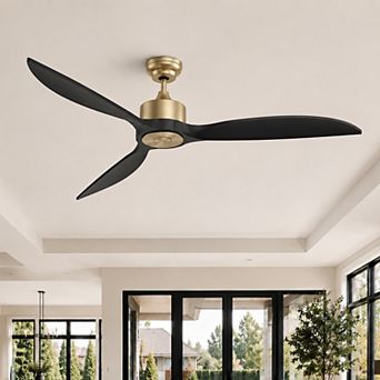 65 Inch Ceiling Fan No Light with Remote, Quiet Reversible Solid Wood for Large Living Room Bedroom