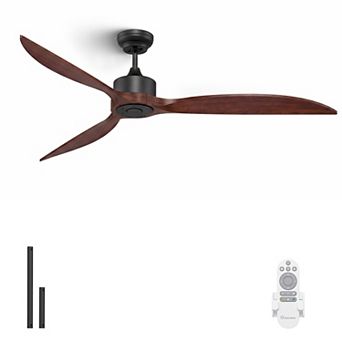 65 Inch Ceiling Fan No Light with Remote Solid Wood Blades Energy Efficient DC Motor by GRANDJOY