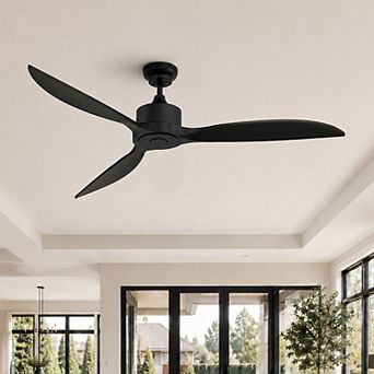 65 Inch Ceiling Fan No Light with Remote, Quiet Reversible Solid Wood for Large Living Room Bedroom