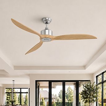 65 Inch Ceiling Fan No Light with Remote, Quiet Reversible Solid Wood for Large Living Room Bedroom