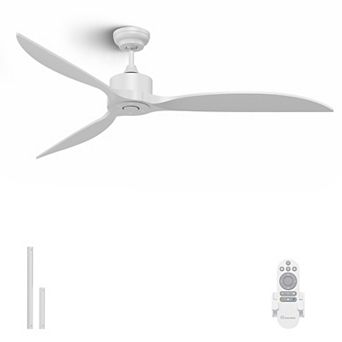 65 Inch Ceiling Fan No Light with Remote Solid Wood Blades Energy Efficient DC Motor by GRANDJOY