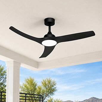 52" Outdoor Ceiling Fan with Light & Remote, Quiet DC Motor for Covered Patio Garage Porch Farmhouse