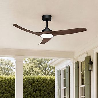 52" Outdoor Ceiling Fan with Light & Remote, Quiet DC Motor for Covered Patio Garage Porch Farmhouse