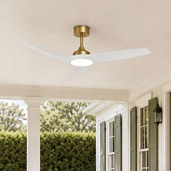 52" Outdoor Ceiling Fan with Light & Remote, Quiet DC Motor for Covered Patio Garage Porch Farmhouse