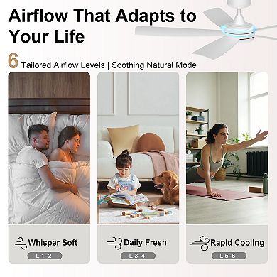 52 Inch Ceiling Fan with Light Smart Control for Bedroom Living Room by GRANDJOY
