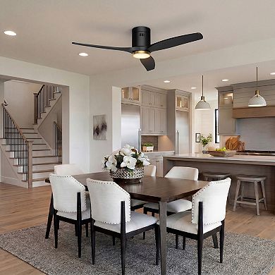 52 Inch Indoor Ceiling Fan with Light Flush Mount Remote and Wall Control by GRANDJOY