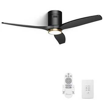 52 Inch Indoor Ceiling Fan with Light Flush Mount Remote and Wall Control by GRANDJOY