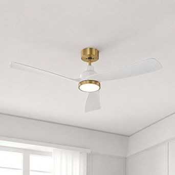 52" Ceiling Fan with Light and Remote, 3CCT Dimmable LED Light with Memory for Bedroom Living Room