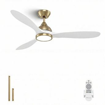 52 Inch Indoor Ceiling Fan with Light and Remote DC Motor 3CCT Dimmable Memory LED by GRANDJOY