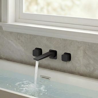 2-Handle Wall Mounted Roman Tub Faucet Simple Straight Bathtub Faucet In-Wall Tub Filler Spout Tap