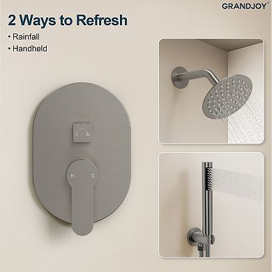 2-Spray Round Single-Handle Rain 6 in. Dual Shower Head Fixed and Handheld Shower