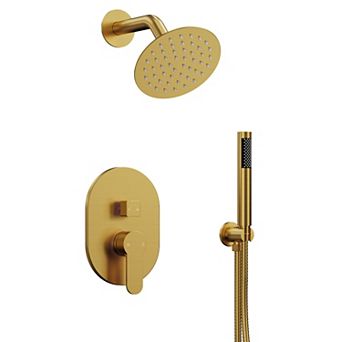 2-Spray Round Single-Handle Rain 6 in Dual Shower Head Fixed and Handheld Shower