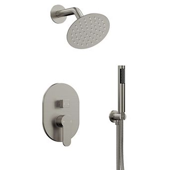 2-Spray Round Single-Handle Rain 6 in Dual Shower Head Fixed and Handheld Shower