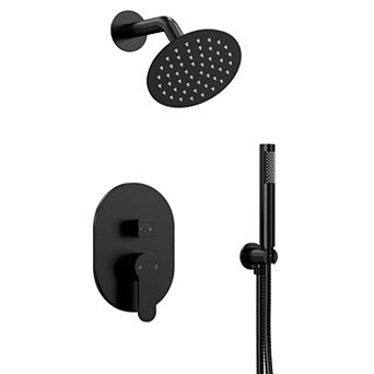 2-Spray Round Single-Handle Rain 6 in Dual Shower Head Fixed and Handheld Shower