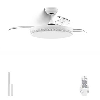 44 Inch Indoor Ceiling Fan with Light and Foldable Blades Remote Control by GRANDJOY
