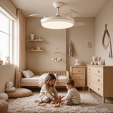 44 Inch Indoor Ceiling Fan with Light and Foldable Blades Remote Control by GRANDJOY