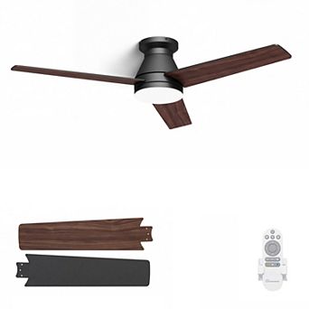52 Inch Ceiling Fan with Light Remote Control Downrod Mount Quiet DC Motor Indoor Fan by GRANDJOY