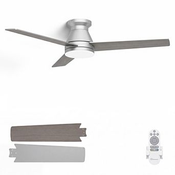 52 Inch Ceiling Fan with Light Remote Control Downrod Mount Quiet DC Motor Indoor Fan by GRANDJOY