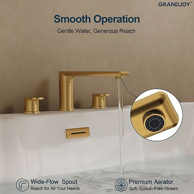 2-Handle Deck-Mounted Low Arc Roman Tub 1-Spray Tub and Shower Faucet