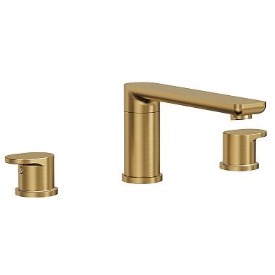 2-Handle Deck-Mounted Low Arc Roman Tub 1-Spray Tub and Shower Faucet