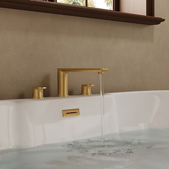 2-Handle Deck-Mounted Low Arc Roman Tub 1-Spray Tub and Shower Faucet