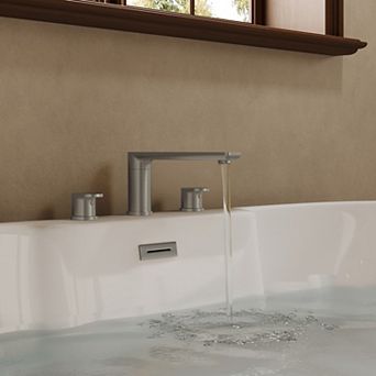 2-Handle Deck-Mounted Low Arc Roman Tub 1-Spray Tub and Shower Faucet