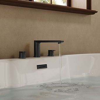 2-Handle Deck-Mounted Low Arc Roman Tub 1-Spray Tub and Shower Faucet