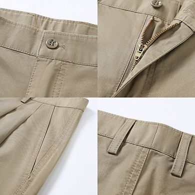 Men's Casual Pants Relaxed Fit Double Pleated Smart Business Trousers