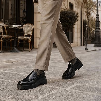 Men's Loafers Versatile British Round Toe Slip-On Casual Shoes