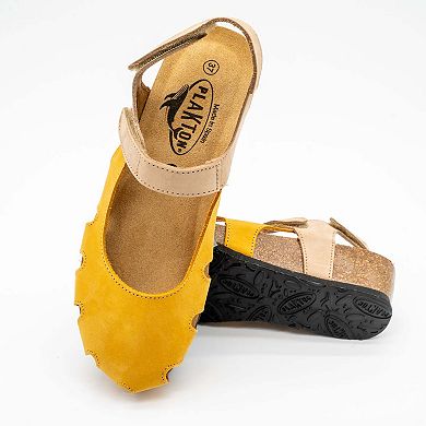 Plakton Women's Full Grain Suede Leather Closed-Toe Sandal Amy 2v