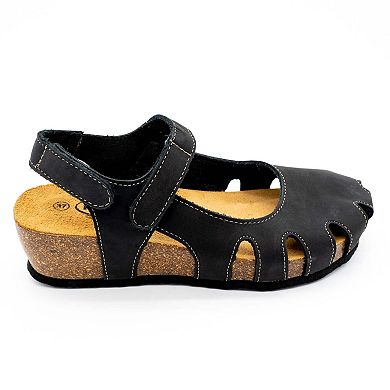 Plakton Women's Full Grain Suede Leather Closed-Toe Sandal Amy 2v
