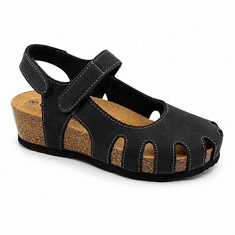 Plakton Women's Full Grain Suede Leather Closed-Toe Sandal Amy 2v