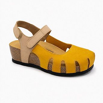 Plakton Women's Full Grain Suede Leather Closed-Toe Sandal Amy 2v