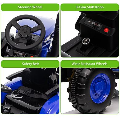 Kids Ride On Tractor with Detachable Trailer and Remote Control