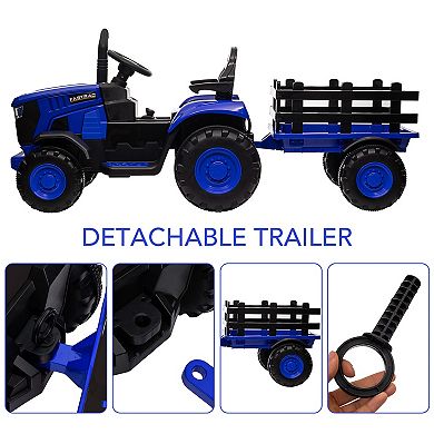 Kids Ride On Tractor with Detachable Trailer and Remote Control