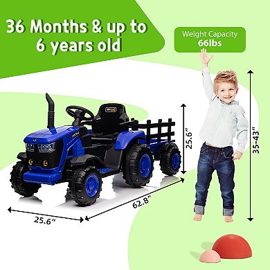 Kids Ride On Tractor with Detachable Trailer and Remote Control