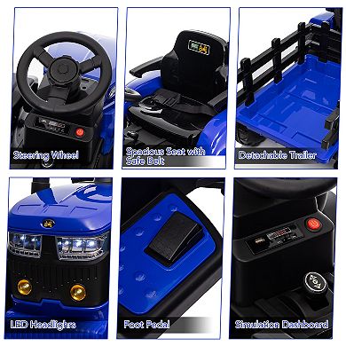 Kids Ride On Tractor with Detachable Trailer and Remote Control