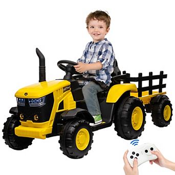 Kids Ride On Tractor with Detachable Trailer and Remote Control